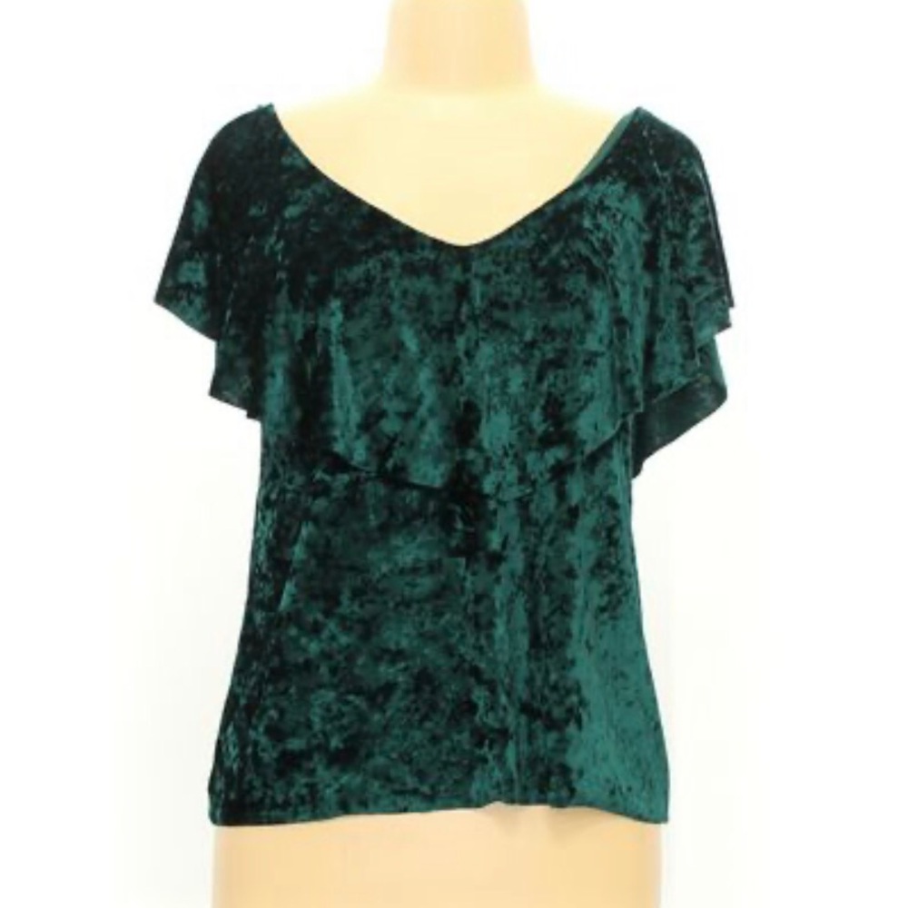 Chelsea28 Green Velvet Ruffle Tank